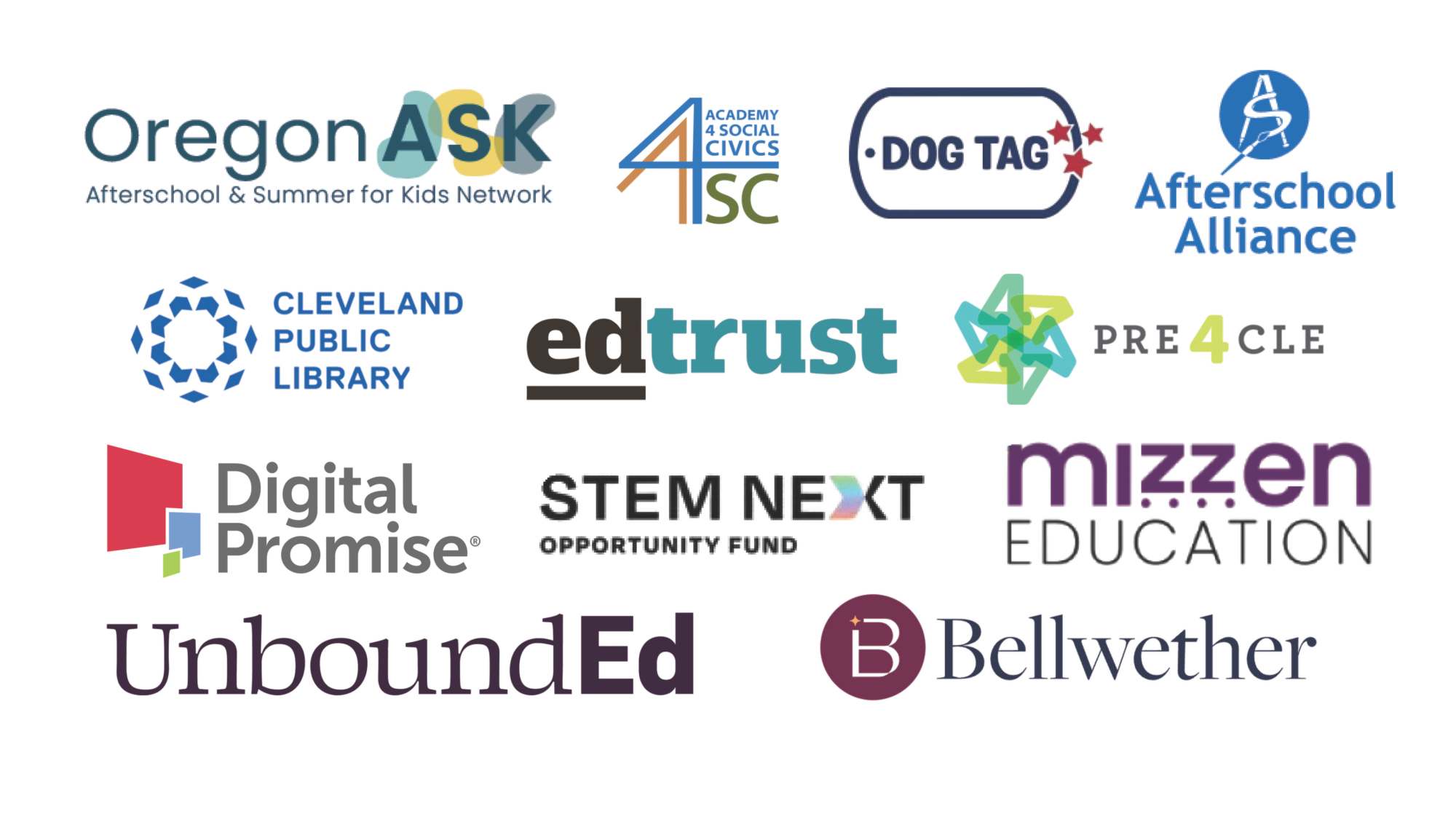 A collage of build4good host organization logos