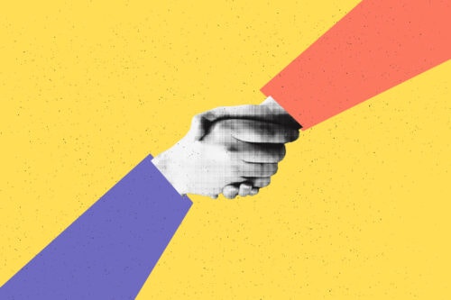 A handshake between two people