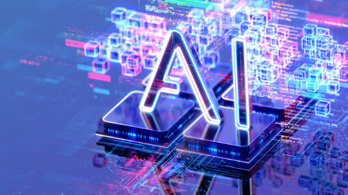 The word AI on top of two clear keyboard keys