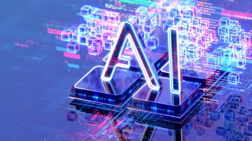 The word AI on top of two clear keyboard keys