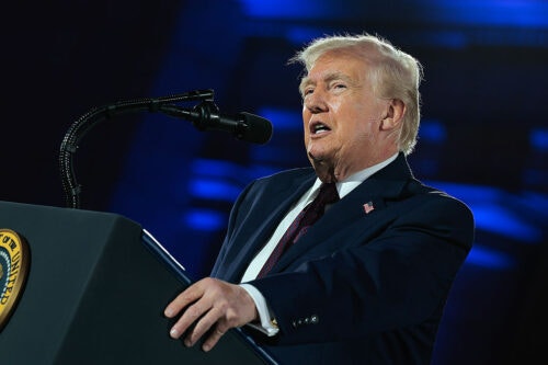 President Donald Trump attends the National Republican Congressional Committee's annual fundraising dinner at Union Station on March 25, 2026 in Washington, DC. President Trump was this year's keynote speaker at the dinner.