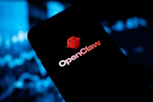 Image of a phone with the OpenClaw logo on it.