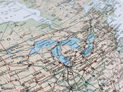 Map of the Great Lakes.