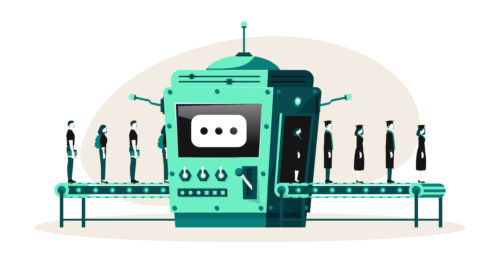 Conveyor belt of students on an AI conveyor belt