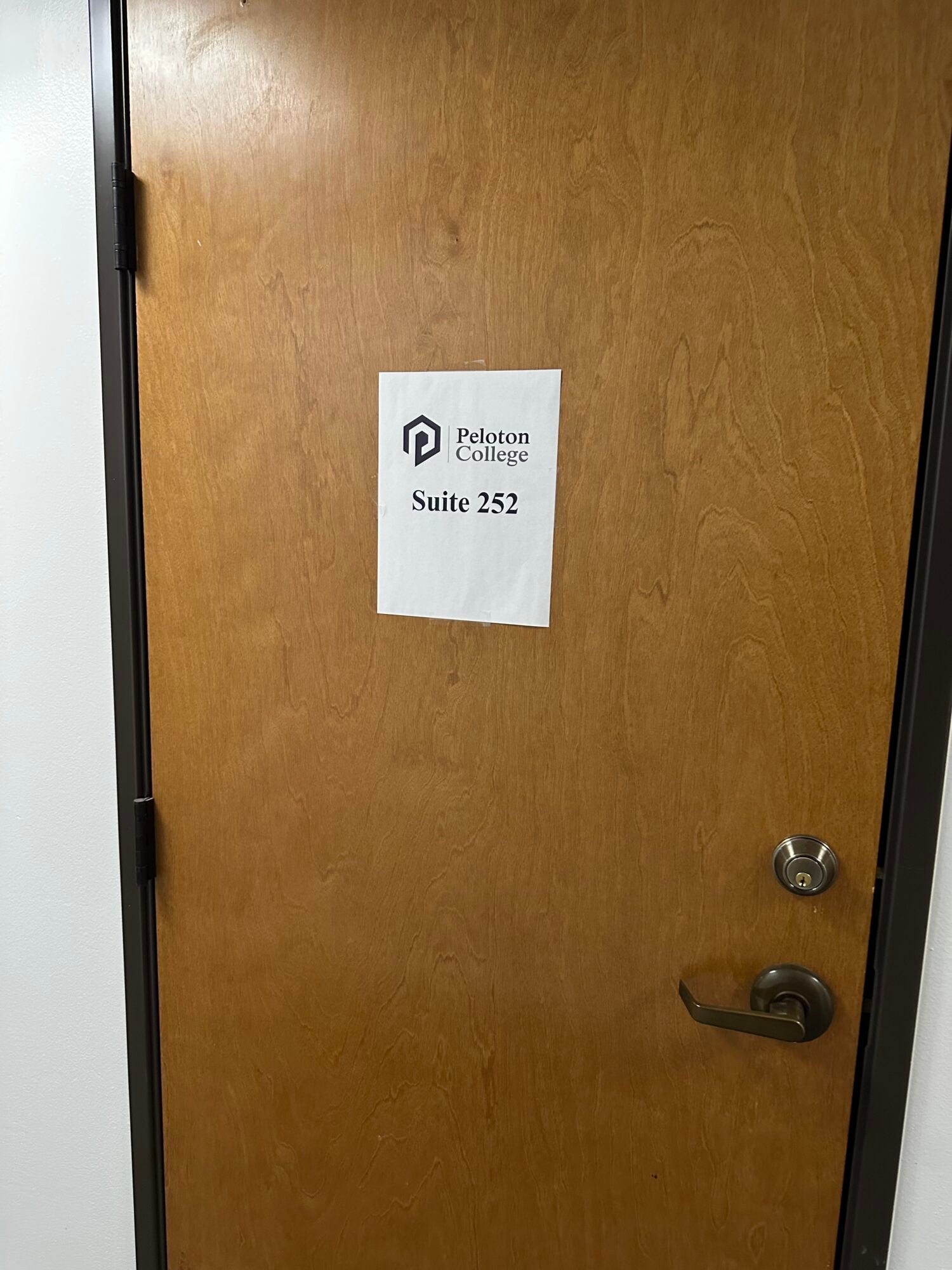 A door to Maestro College, which looks empty.