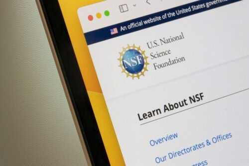 A computer accessing the National Science Foundation website.
