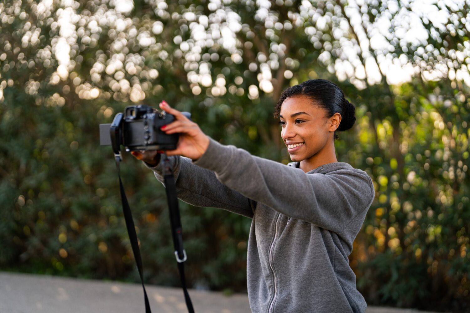 Reporter filming a video
